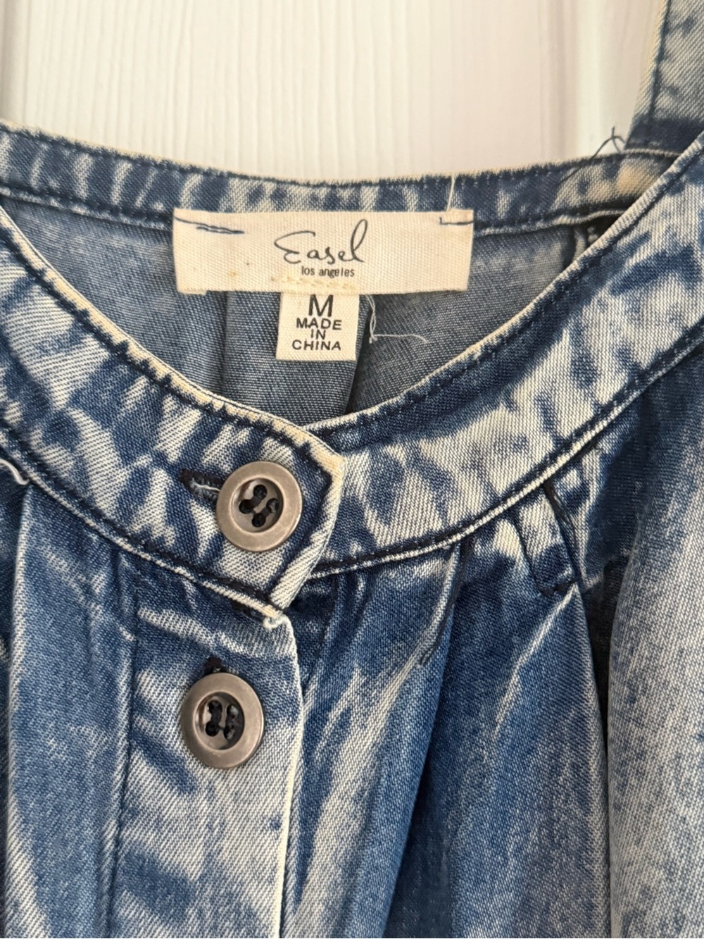 easel Light Blue Denim Button-Front Ruffle-Hem Mini Dress - Picture 5 of 7